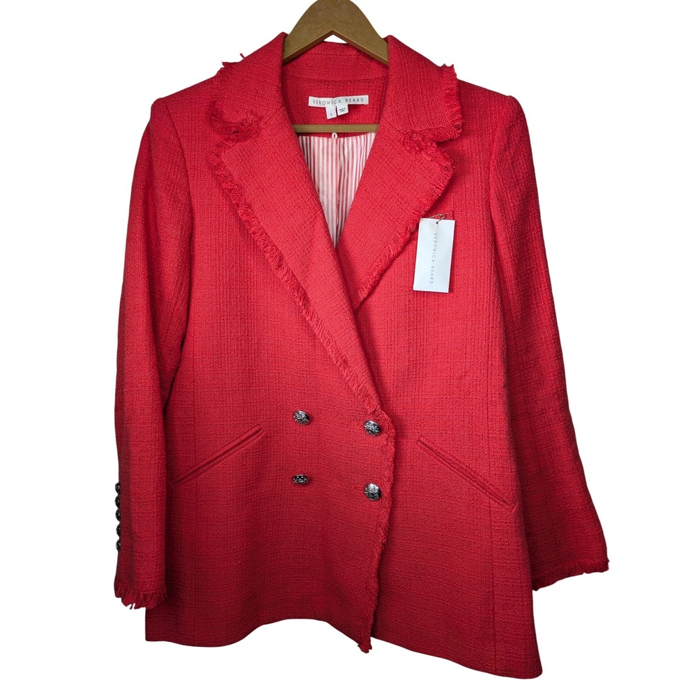 Veronica Beard Womens 8 Nayeli Double Breasted Dickey Blazer $598 Fringe Tweed